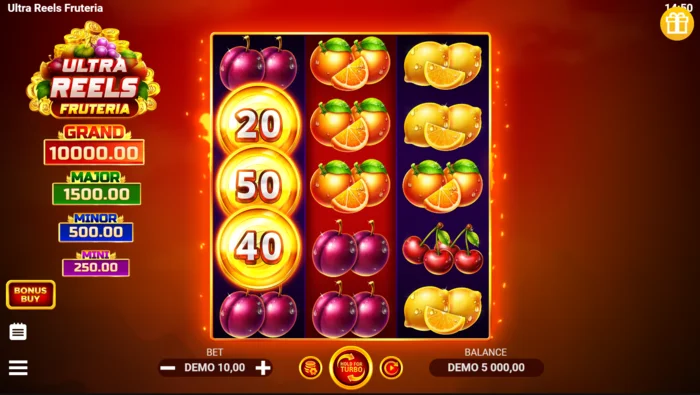 Ultra Reels Fruteria – glavni zaslon za igru 3x5
